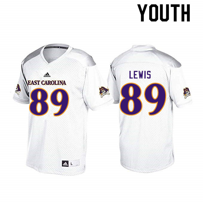 Youth #89 Jeremy Lewis ECU Pirates College Football Jerseys Sale-White - Click Image to Close